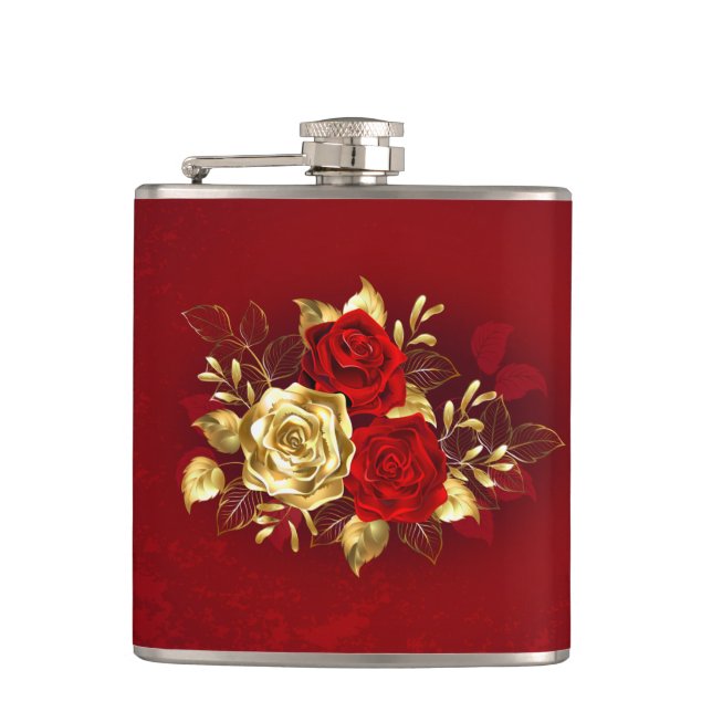 Flasques Trois roses en bijoux (Devant)