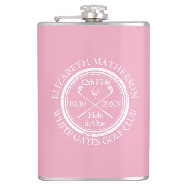Flasques Trou de golf personnalisé en un rose féminin (Devant)
