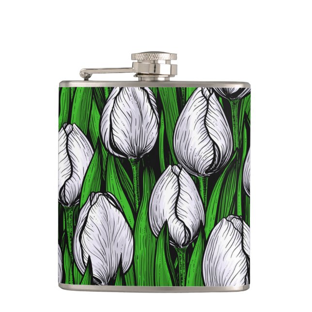 Flasques Tulières blanches avec feuilles verts (Devant)