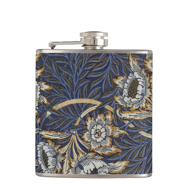 Flasques Tulipe Saules Motif Bleu Floral de William Morris (Devant)