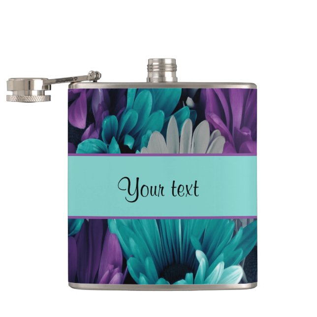 Flasques Turquoise et marguerites pourpres (Ouvert)