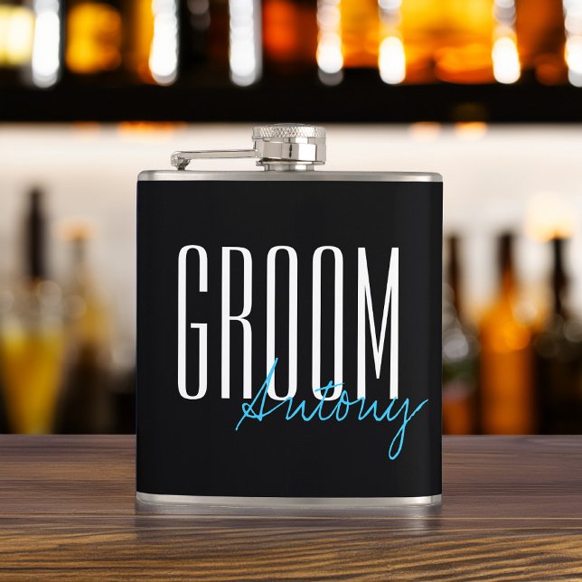 Flasques Typographie moderne "Groom" Soirée de mariage (Créateur téléchargé)