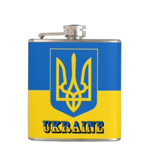 Flasques Ukraine, Tryzub, Drapeau ukrainien / Armoiries