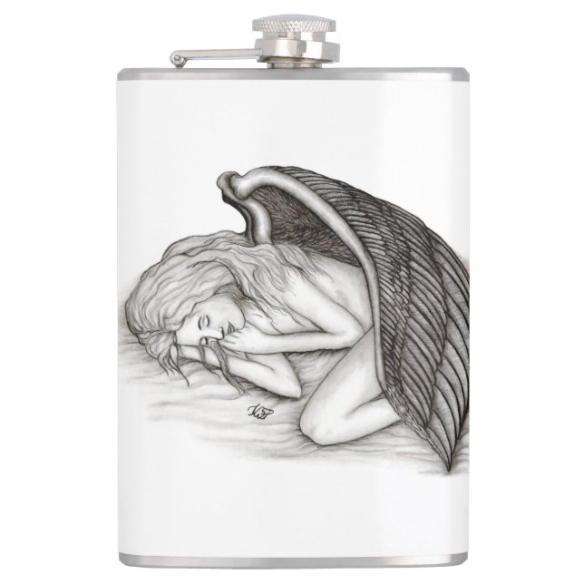 Flasques Un Angel endormi, noir et blanc (Devant)