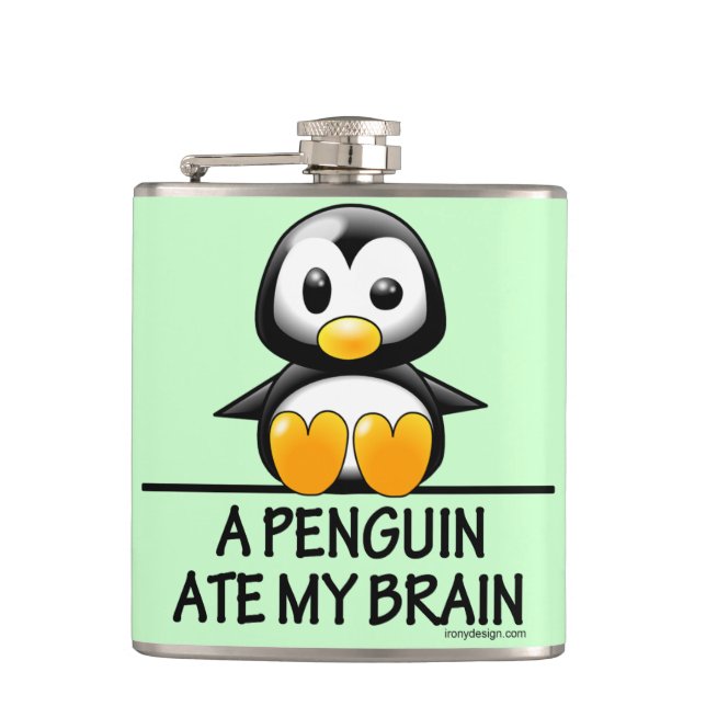 Flasques Un pingouin a mangé mon cerveau (Devant)
