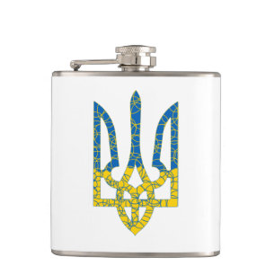 Flasques Un trident ukrainien texturé drapeau d'Ukraine cou