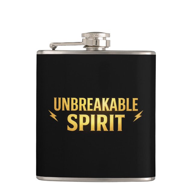 Flasques Unbreakable Spirit Black Stainless Steel Hip Flask (Devant)