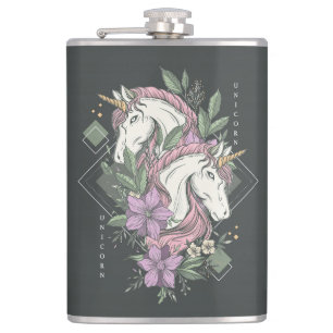 Flasques Unicornes et fleurs