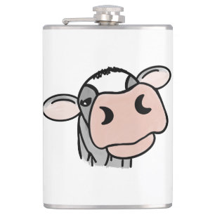 Flasques vache de dessin animé noir blanc rose baiser gris 