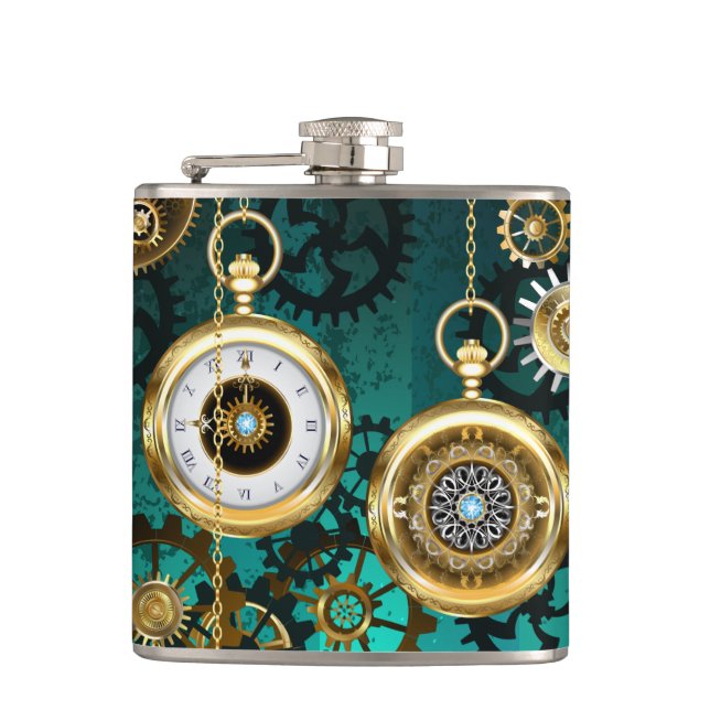 Flasques Veille bijoux Steampunk sur un Arrière - plan vert (Devant)