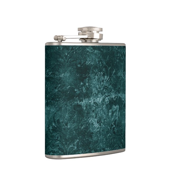 Flasques Velvety Turquoise Damask | Grunge vert foncé Baroq (Droite)