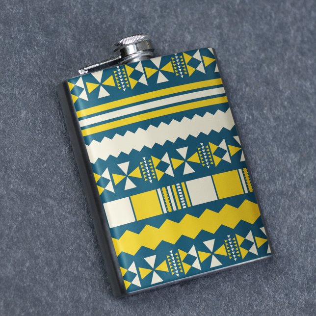 Flasques Vert bleu traditionnel Motif tribal (FLASK)