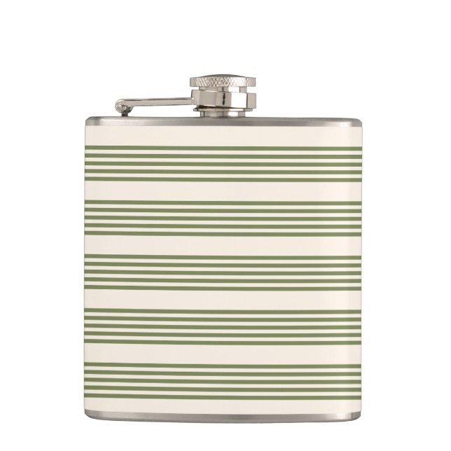 Flasques Vert olive et beige cinq rayures motif (Devant)