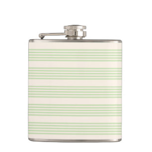 Flasques Vert pâle et beige cinq rayures motif