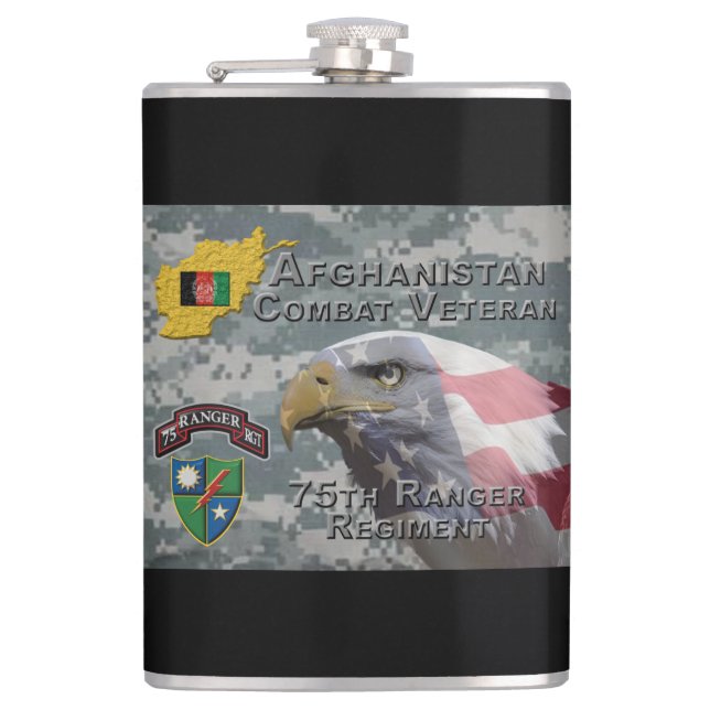 Flasques Vétéran de combat afghan 75e régiment de rangers (Devant)