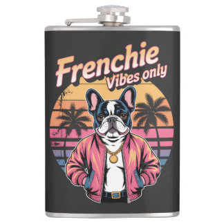 Flasques Vibes Frenchie Uniquement Rétro Coucher de Soleil