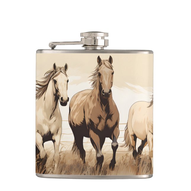 Flasques Vibes Occidentales ! Chevaux. Don d'homme modifiab (Devant)