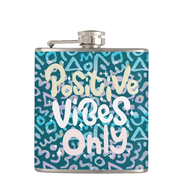 Flasques Vibes positives seulement vert boho géométrique (Devant)