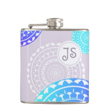 Vibrant Aqua Blue Random Mandala sur Monogramme ro