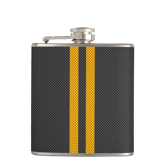 Flasques Vibrant Yellow Racing Stripes Carbon Fiber Style (Devant)