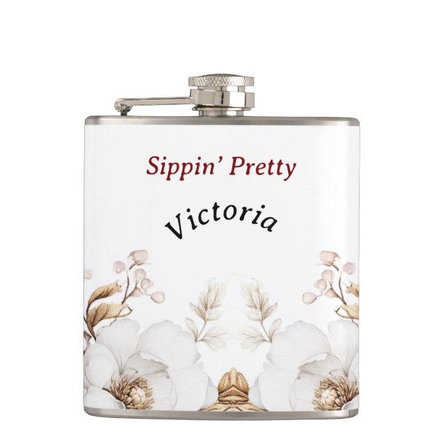 Flasques Victorian Peony Luxe Mariage Hers Vinyl Enveloppé (Devant)