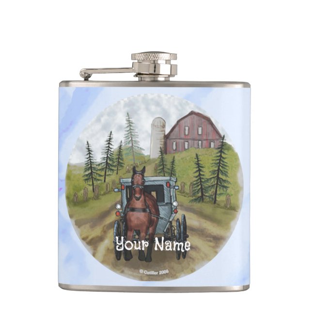 Flasques Ville du buggy Amish jour flask (Devant)
