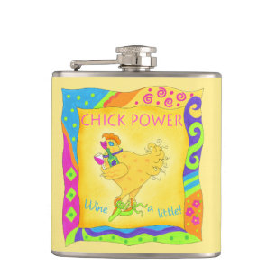 Flasques Vin un petit coup de poule Nom Personnalisé Jaune