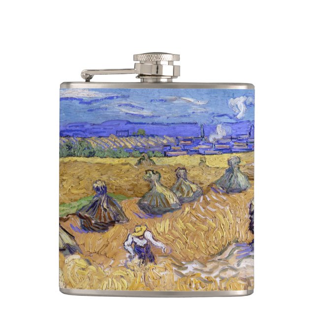 Flasques Vincent van Gogh - Meules de blé avec des moissonn (Devant)