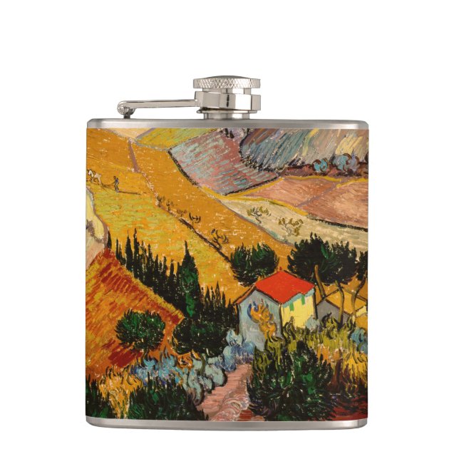 Flasques Vincent van Gogh - Paysage, Maison et Plowman (Devant)