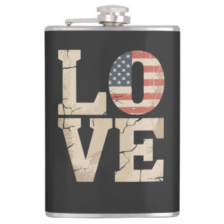 Flasques Vintage AMOUR patriotique - Distressed américain