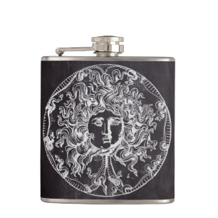Flasques vintage chalkboard Greek mythology Gorgon medusa