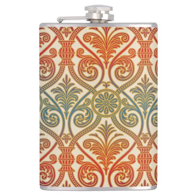 Flasques Vintage Damask Contour Wallpaper - bleu violet rou (Devant)