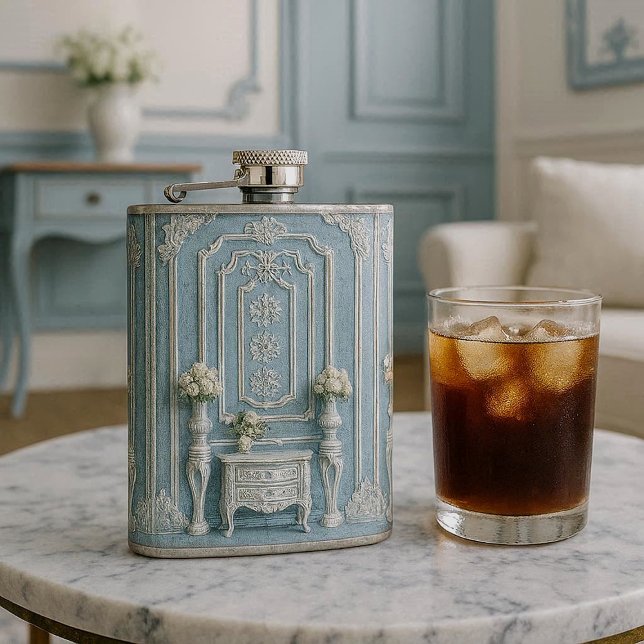 Flasques Vintage French Heritage Luxury Romantic Blue White (Vintage French Heritage Luxury Romantic Blue White Flask)