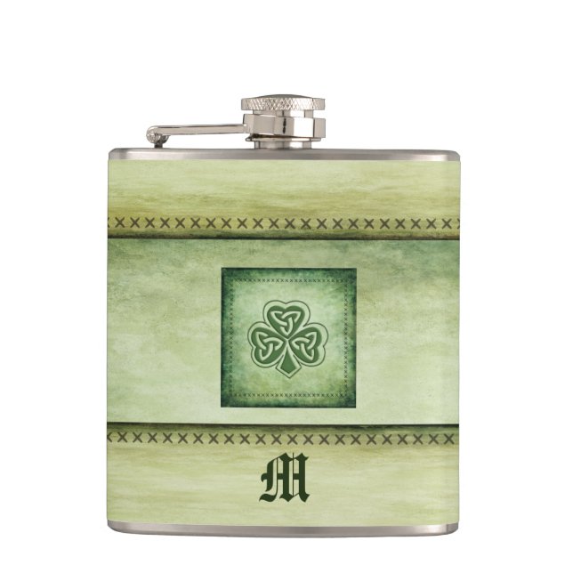 Flasques Vintage grundge shamrock irlandais tendance (Devant)