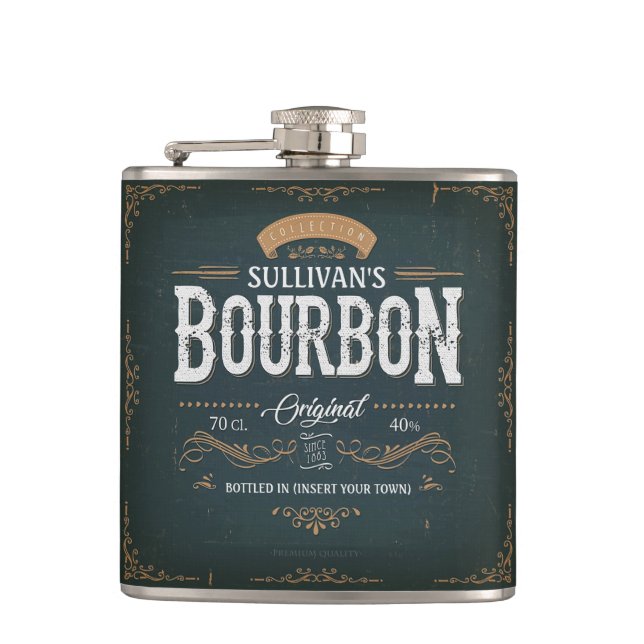 Flasques Vintage Look AJOUTER NOM American Bourbon Whiskey  (Devant)