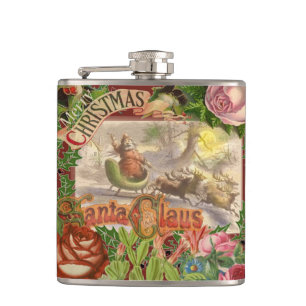 Flasques Vintage Noël Père Noël Sleigh