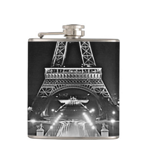 Flasques Vintage Paris Fontains Tour Eiffel nuit