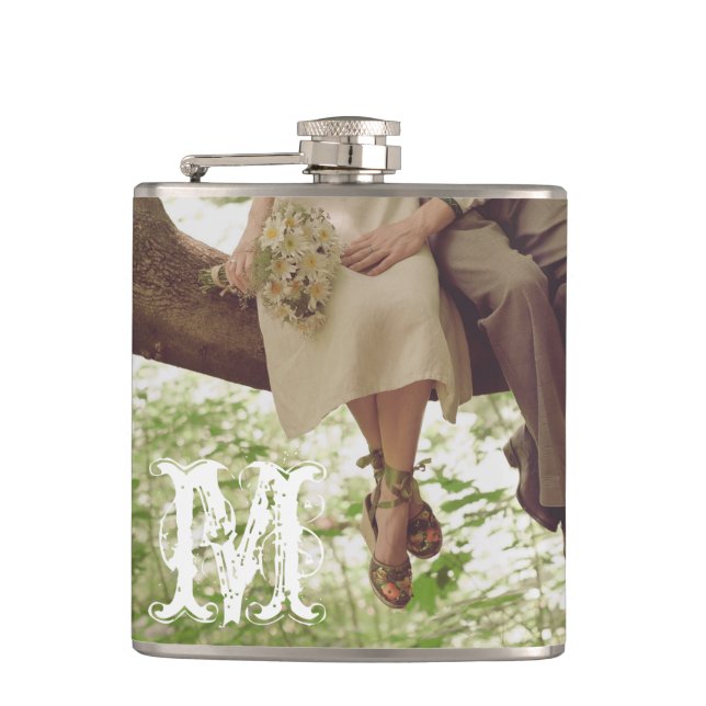 Flasques Vintage Romance Love Couple Monogram Whiskey Flask (Devant)