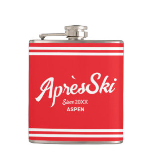 Flasques Vintage Rouge Après-Ski Personnalisé Station de Sk