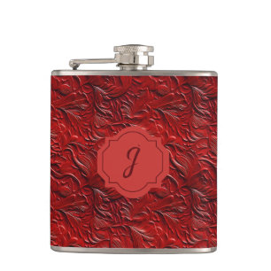 Flasques Vinyl En Cuir Rouge Profond Faux