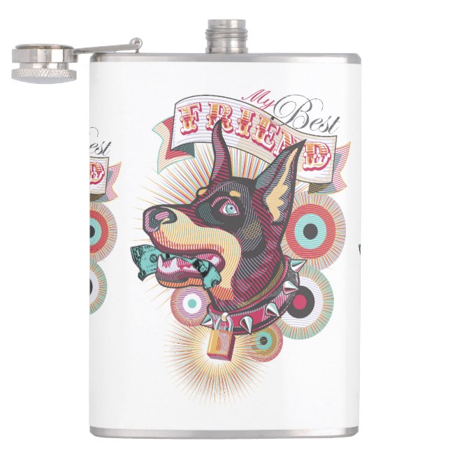 Flasques Vinyl Wrapped Flask – Urban Loyalty Doberman Art (Ouvert)