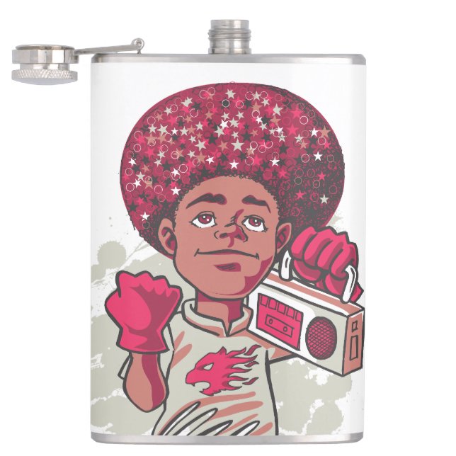 Flasques Vinyl Wrapped Flask – YOUTH Power Afro & Boombox  (Ouvert)