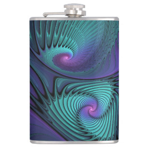 Flasques Violet Rencontre Turquoise Moderne Art Fractal Abs