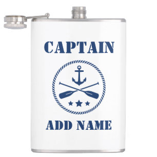 Flasques Votre nom Capitaine Flask Ancre & Oars