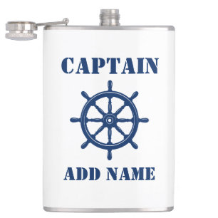 Flasques Votre nom Capitaine Flask Ships Wheel Helm