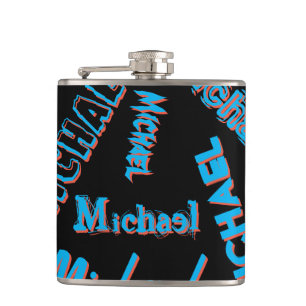 Flasques Votre nom motif monogramme bleu rouge noir couleur