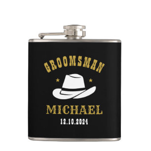 Flasques Western Cowboy Casquette Groomsmen Nom personnalis
