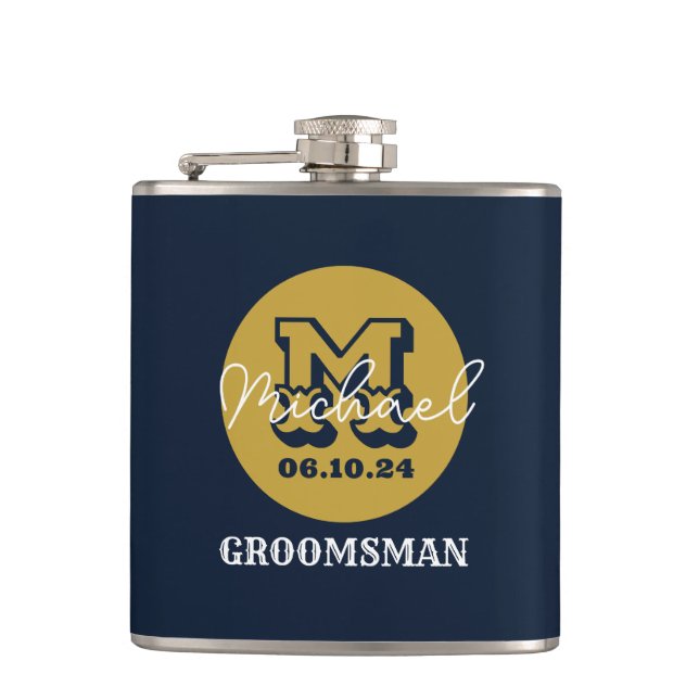 Flasques Western Cowboy Rustic Groomsmen Nom Monogramme (Devant)