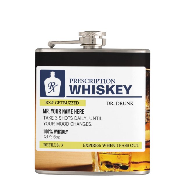 Flasques Whiskey drôle de prescription (Devant)