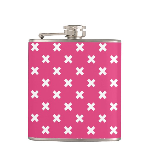 Flasques White cross stitches on fuchsia (Devant)